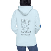 Keep calm hoodie print in the back