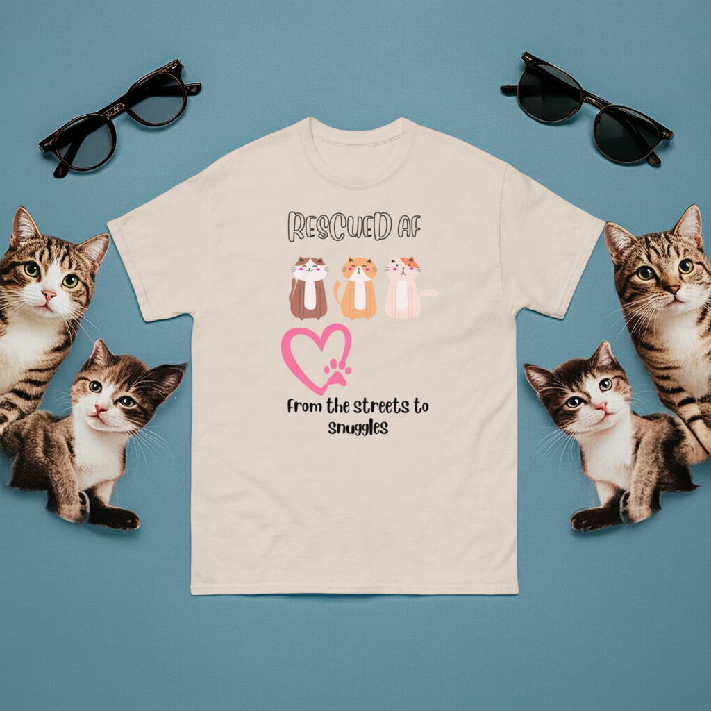Adopted AF Cat Mom T-Shirt Soft Rescue Cat Lover Tee